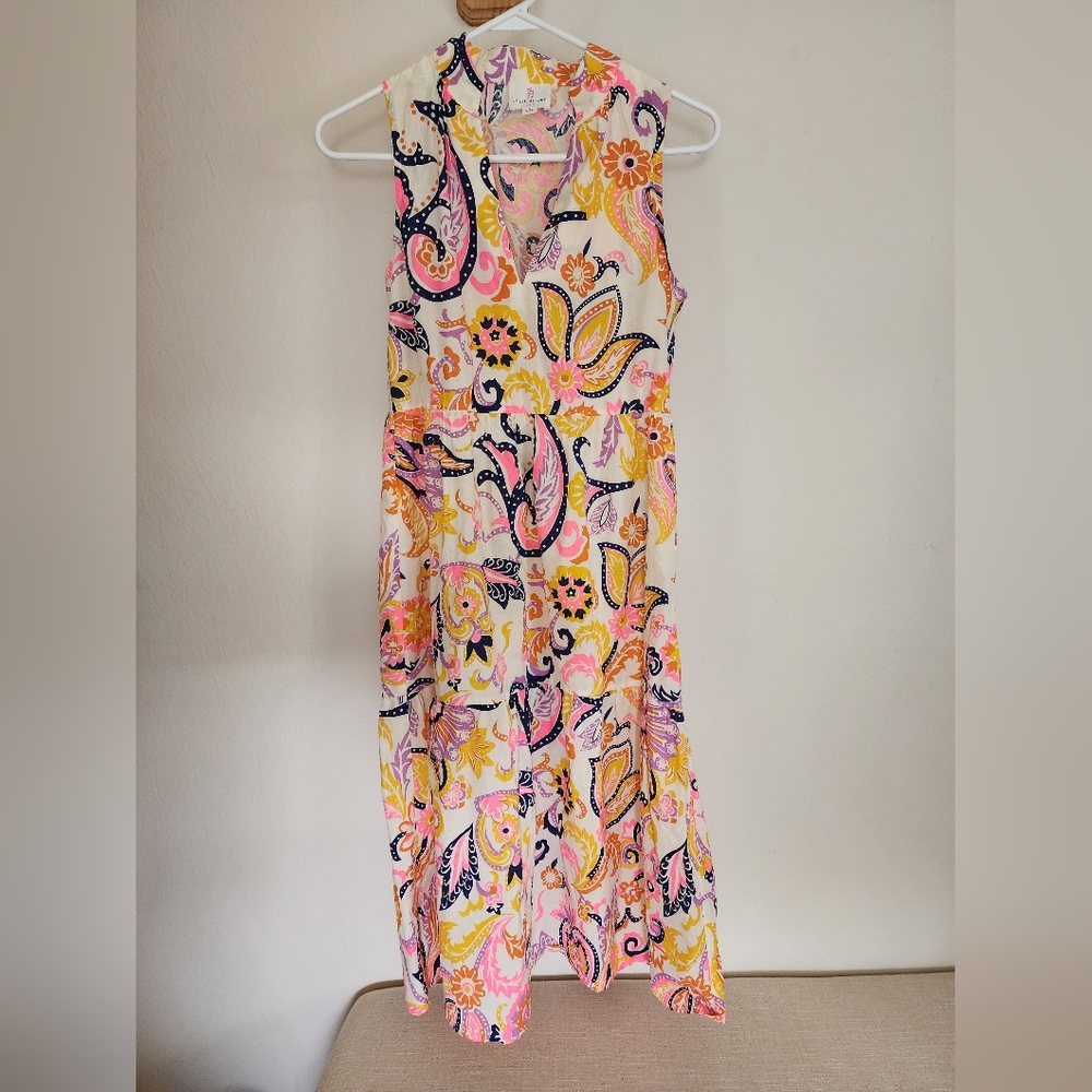 JB by Julie Brown NYC Kaylah Ivory Paisley  tierd midi dreas